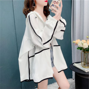 Ice Silk Sun Protection Clothing Womens Summer Thin Outdoor Breathable Easiest for Match UV Protection Loose Plus Size Hooded Lightweight Outwear