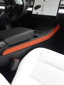 For Tesla Model 3 2018-2023 Model Y 2019-2024 Made of Alcantara Center Console Side Trim Strips Sticker Car Interior Accessories