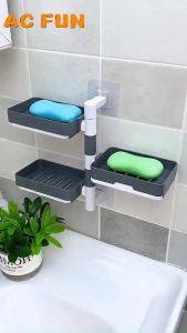 ACFUN Rotating Soap Box Rack Non Drilling Self-Adhesive Wall Mounted Multi-Layer Soap Box Storage Rack Bathroom Kitchen
