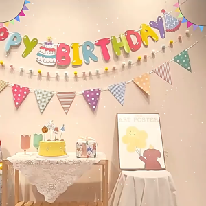ส่งจากไทย🚀Happy Birthday ตกแต่งปาร์ตี้ธงสามเหลี่ยม ป้ายแบนเนอร์ป้ายแสดงความยินดีฉากจัดปาร์ตี้ ราวธง ธงประดับ