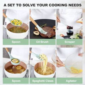 Silicone Handle Cookware 12Pcs Set Heat Resistant Food Grade Silicone Kitchen Utensils
