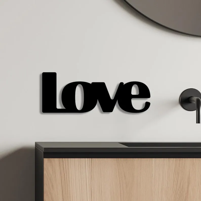 CIFbuy | Love Wall Sign – Modern Black Acrylic Board – Bathroom or