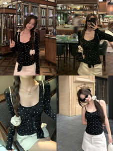 Summer Long Sleeve Polka Dot Knit Cardigan