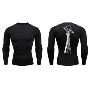 Sword Print Long Sleeve Compression Shirt for Men Athletic Quick Dry Tshirts Tops Gym Workout Running Baselayers Undershirts