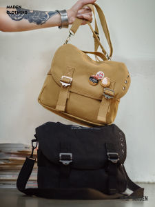 Madden American Retro M1961 Letter Print Canvas Crossbody Bag Large Capacity Fashionable Tote Bag for Women Autumn Season