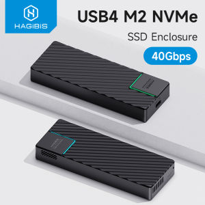 Hagibis USB 4.0 40Gbps M.2 NVMe SSD Enclosure Compatible With Thunderbolt 4/3 USB 3.2/3.1/3.0 ASM2464 External Hard Drive Case With Cooling Fan For 2230 2242 2260 2280 M.2 NVME SSD For PCIE M Key/B&M Key Supports Up To 4tb Capacity For MacBook Pro
