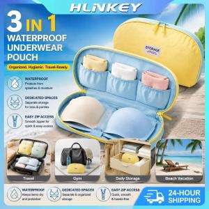 HLINKEY Large Capacity Travel Organizer Bag for Women 3-in-1 Underwear Storage Pouch Portable Cosmetic Makeup Toiletry Bag Business Trip Essentials