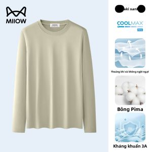 Áo thun nam MiiOW vải cotton polyester dài tay kháng khuẩn thoải mái.