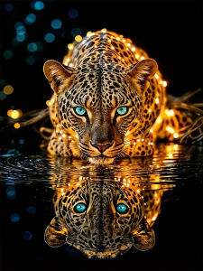 Huacan 5D Diamond Mosaic Leopard Full Round Square DIY Painting Animal Room Decoration Handmade Gift