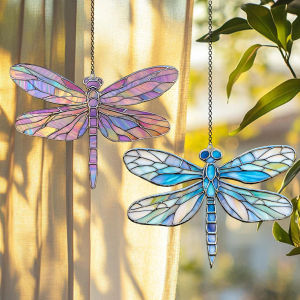 Acrylic Dragonfly Hanging Decor Colorful Insect Suncatcher Bedroom Living Room Pendant Window Decorations for Home Garden Gift