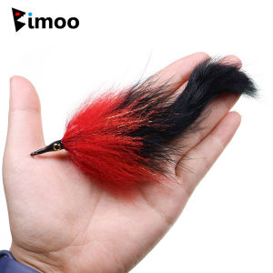 Bimoo 3/0 6.10inch Bunny Tail Baitfish Streamer Fly Marbaou Hackle Zonker Streamer Pike Musky Bass Trout Saltwater Fishing Lures