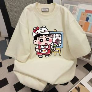 PAZHAOLANG | Couples Summer Short Sleeve T-shirt Loose Fit Cartoon Print