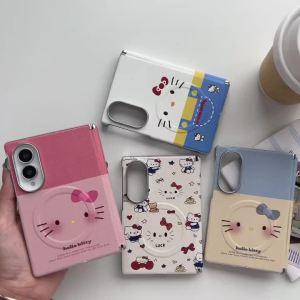 Sanrio | INS Kawaii Sanrio Hello Kitty Magnetic Phone Case For Samsung Galaxy Z Fold 8 Ultra 7 6 5 for Magsafe Hinge Protector Slim Cover