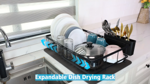 Lifinity Kệ Để Bát Đĩa Đơn Tầng Đa Chức Năng - Thiết Kế Co Giãn Giá Đũa & Miếng Hút Nước Tiện Lợi