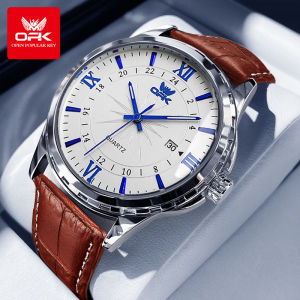 OPK Mens Waterproof Watch Casual High Fashion New Original Leather Strap Quartz Luminous Calendar Digital Dial (1 Year Warranty)