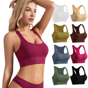 Luoke Girls oversized strapless underwear gathers for comfort sports yoga shock-absorbing bra off shoulder style outerwear tank top