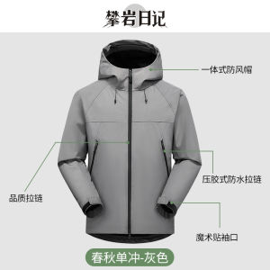 New 2025 Mens And Womens Single Layer Soft Shell Climbing Jacket Waterproof Windproof Travel Outdoor Clothing Spring Autumn