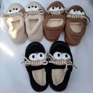 Dép bông đi trong nhà hình mắt chim cánh cụt kín gót dép lông ấm áp dành cho mùa thu đông