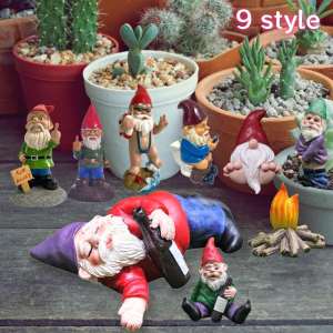 1/4PCS Middle Finger White Beard Dwarf Ornament Outdoor Resin Crafts Resin Garden Statue Decoration Finger Garden Gnomes Statues