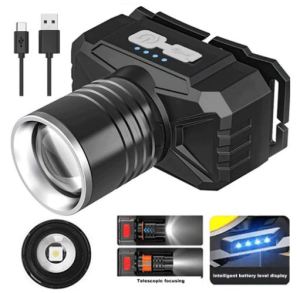 Senter Kepala Led Zoom Super Terang Headlamp Mitsuyama MS-242P Jarak Jauh 3 Mode Waterproof 50 Watt