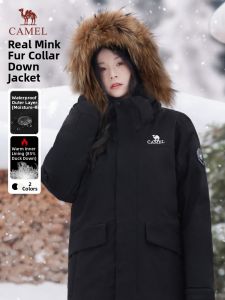 CAMEL | Winter Insulated Faux Fur Trimmed Workwear Style Long Down Jacket