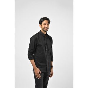 Kemeja Hitam Putih Lengan Panjang Polosan Formal Untuk Kerja Kantor Casual Pria