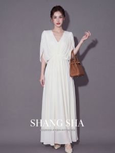 SHANGSHA | Autumn Elegant Comfortable White Dress Long Skirt