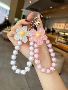 Handmade Short Mobile Phone Strap Womens Handheld Flower Bead Chain Pendant Durable Crystal Ball Chain Anti-Loss Lanyard