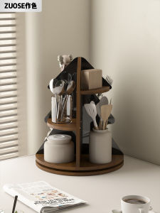 Rotatable Vintage Desktop Shelf Kitchen Diningware Tea Set Cup Storage Rack Bookcase Ornament Stand Home Furniture Rack