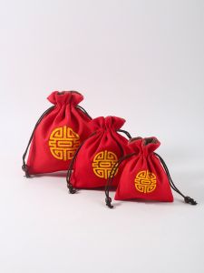 Túi Đựng Trang Sức Bằng Vải Nhung Đỏ Cho Lễ Hội Xuân Có Dây Rút Túi Đựng Đồ Thủ Công Mỹ Nghệ Túi Đựng Đồ Lưu Trữ Trang Sức