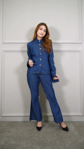 MSILENT - Noelle Denim Fitted Shirt - Kemeja Denim Jeans Wanita Fitted Slim Fitted Shirt Fit Body