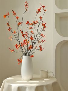 Rustic Red Maple Leaf Artificial Flowers Living Room Decorative Accessories Autumn Leaf Dried Branch Fake Flowers Zen Style Decorations