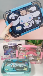 Kotak Makan Sanrio 4 Sekat SUS 304 Anti Campur BPA FREE Berkualitas PlusTempat Sup Alat Makan Stitch