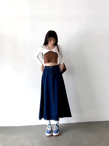 Rok Jeans Maxi 7/9 Korean Style Wanita Dewasa Distro Terbaru