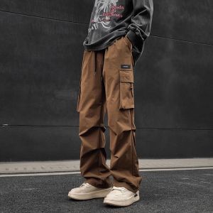 Warrior American Style Workwear Pants Mens Spring Autumn Loose Straight Leg Casual Long Trousers Youth Fashion Brand