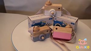 Mainan Kamera Kayu Tali Gantungan Wooden Camera Pretend Toys Dekorasi Kamar Anak