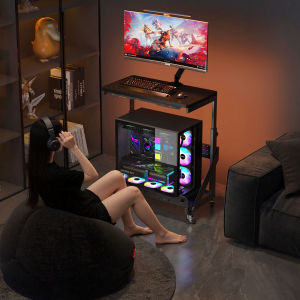 Adjustable Gaming Desk with Host Stand and Monitor Arm
