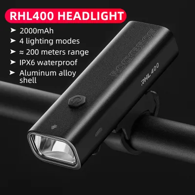 ROCKBROS 200LM 400LM Bike Light Type-C Charging LED Cycling Front Lamp Headlight Aluminum MTB Road Flashlight Bicycle Light