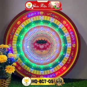 Hào Quang Led 8 Chương Trình Hoa Sen CHÂN THIỆN MỸ Đèn Trang Trí Bàn Thờ Cho Tượng Phật HQ-8CT-05