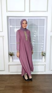 Abiyyuco TA9016V2 | Abaya Turkey Terbaru 2 in 1 Inner dan Outer Mewah Turki Busui Turkiy Army dan Putih