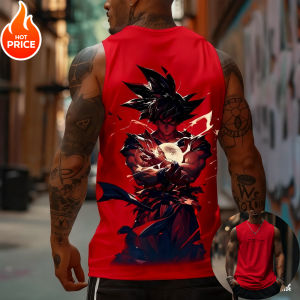 Bandai | Son Goku Anime Dragon Ball Super Saiyan Harajuku Spring Summer Tank Top Casual Sports Fitness Pure Cotton Sleeveless Shirt Y2K