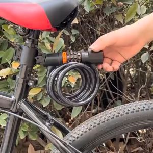 Khóa số dây chống trộm xe đạp kiêm đèn báo sau loại 5 mã số có thể thay đổi được (dài 1.2m)