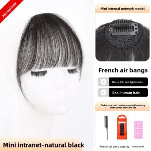 JUZITING | Natural Frontal Airy Full Human Hair Bangs Hairline Wig
