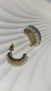 Anting Hoop Mutiara Mewah Modern – Pearled Luxe Band Earrings Korean Style A385