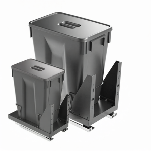 Kitchen Embedded Hidden Dual Bucket Garbage Can Cabinet Interior Compostable Waste Household with Cover Pull out Basket