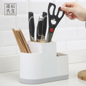 Mr. Grocerys Kitchen Knife Rack Storage Box Chopsticks Holder Integrated Cleaning Window Plastic Kitchen Storage Shelf