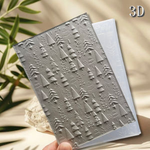 Flower embossed plastic folder for DIY card making and scrapbook - "Christmas Tree: Warm Patterns for Festivals" design 6.3 x 4