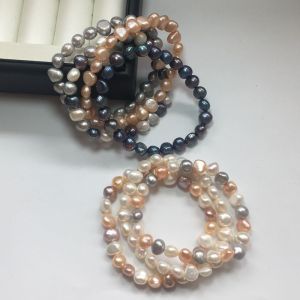 Natural Baroque Freshwater Pearl Bracelet Cold Style Irregular Small Audience Design Elastic Rope Bracelet Womens Elastic Model