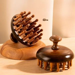 Multi-Functional Head Meridian Comb Wooden Therapy Massage Comb Scalp Massager Natural Sandalwood Hair Brush Body Massage Tool ﻿