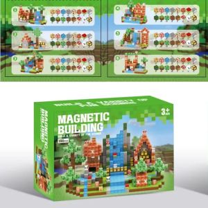 New Puzzle Christmas Magnetic Blocks Suit DIY Building Toy For Kids Montessori Magnetic Building Blocks Christmas Gift